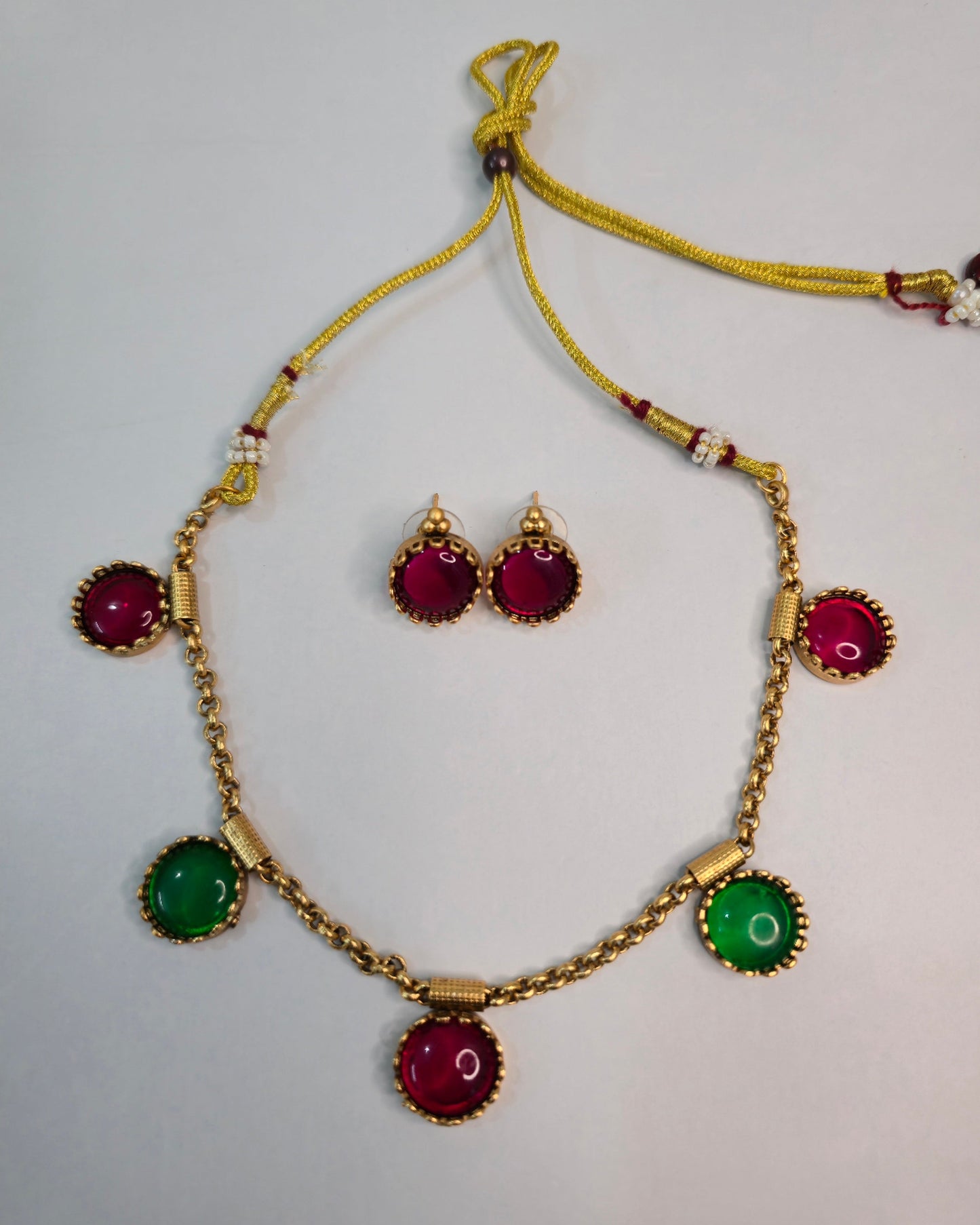 Dual Stone Drop Necklace Set
