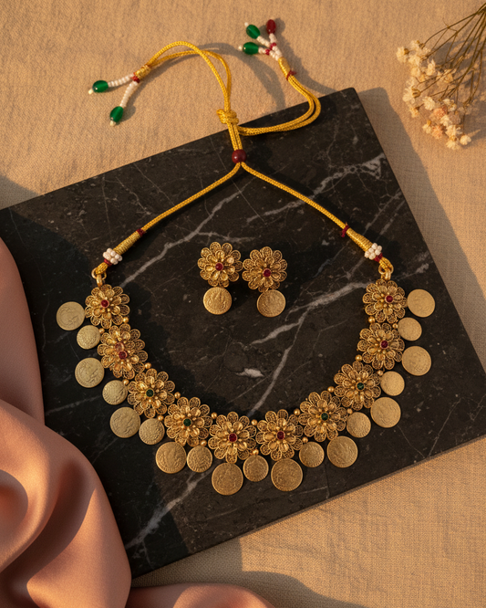 Pushpa Kasu Necklace Set