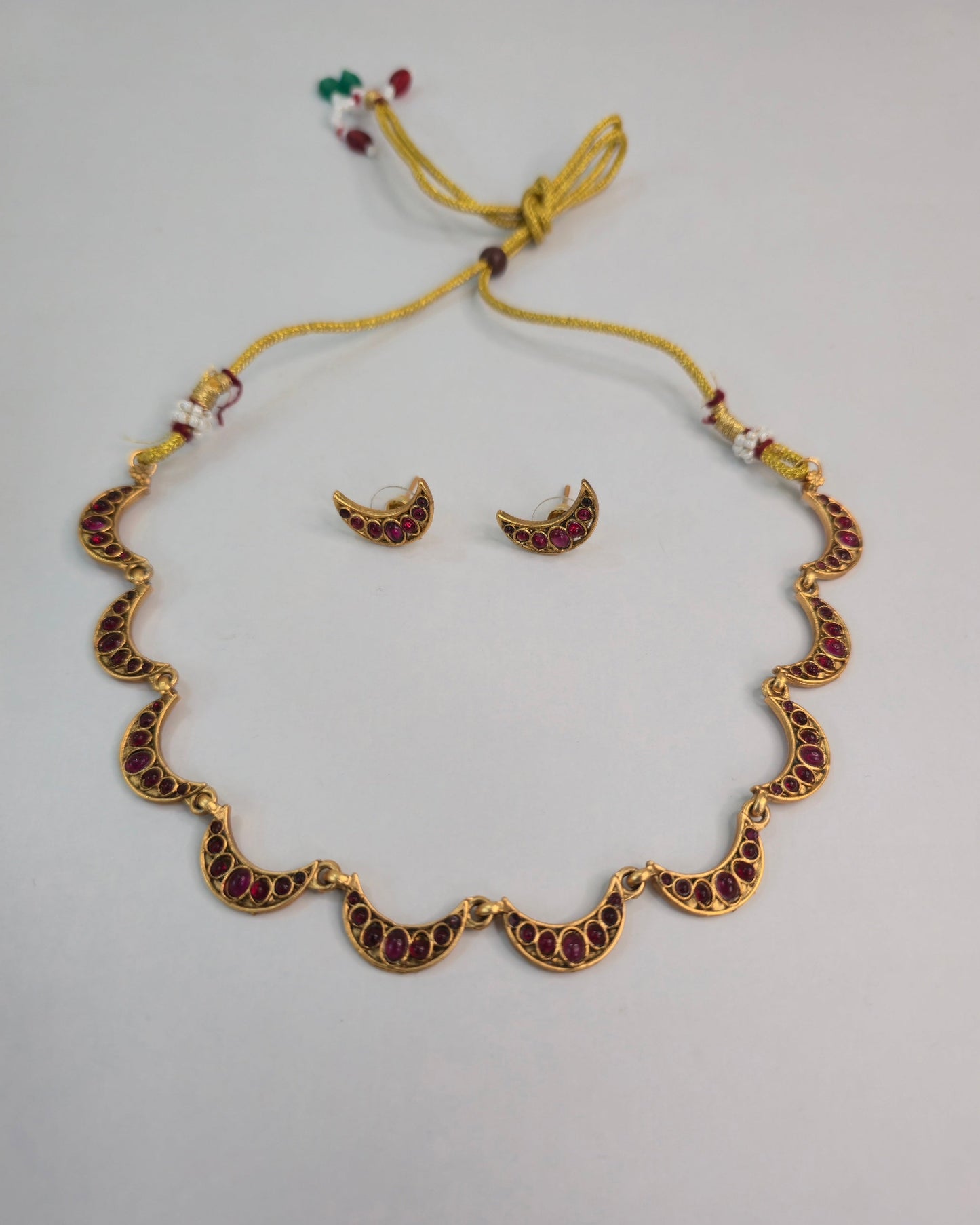 Ruby Crescent Necklace Set