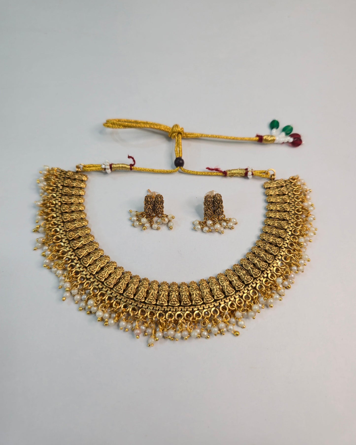 Anagha Temple Pearl Necklace Set
