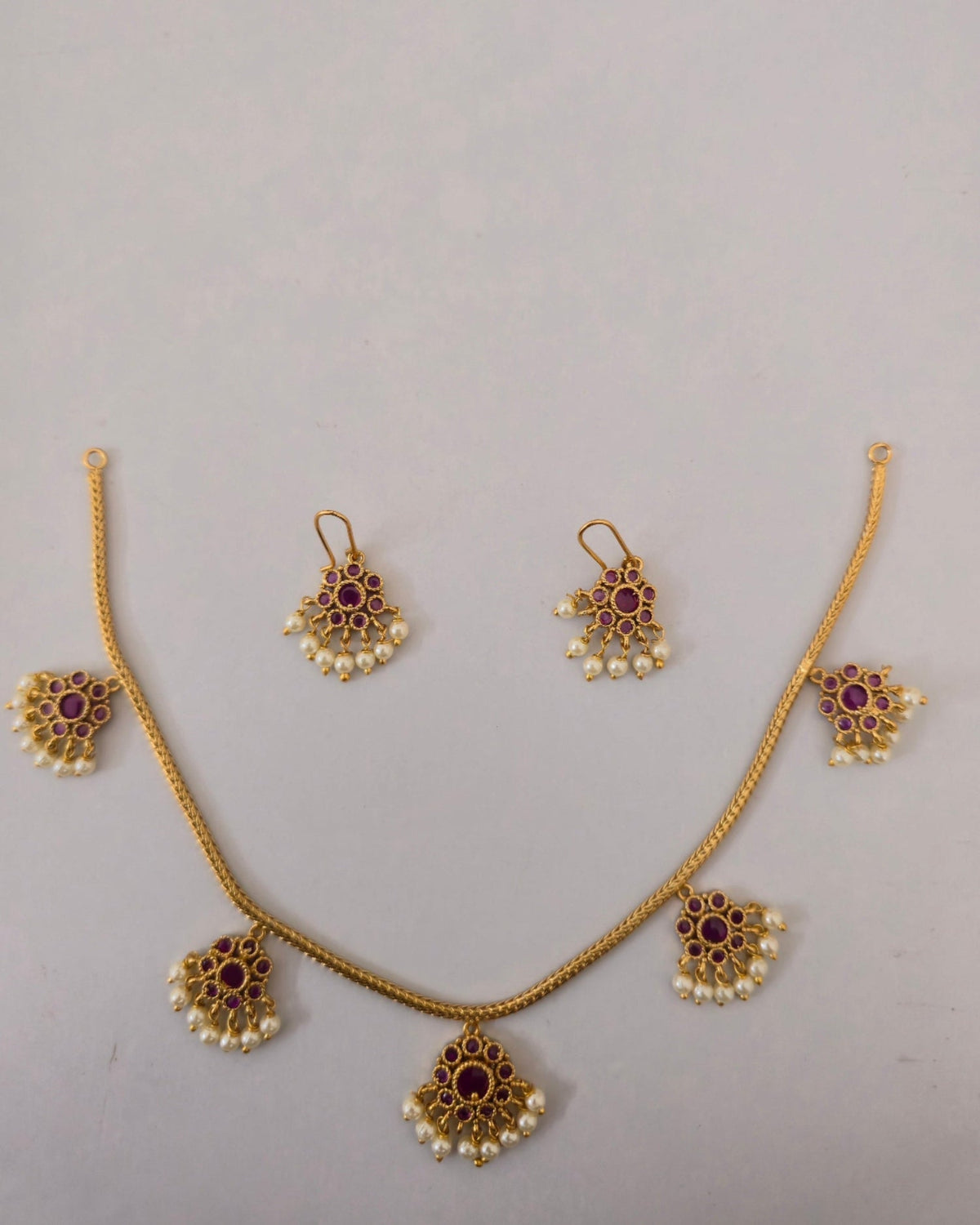 Meera Ruby Drop Necklace Set