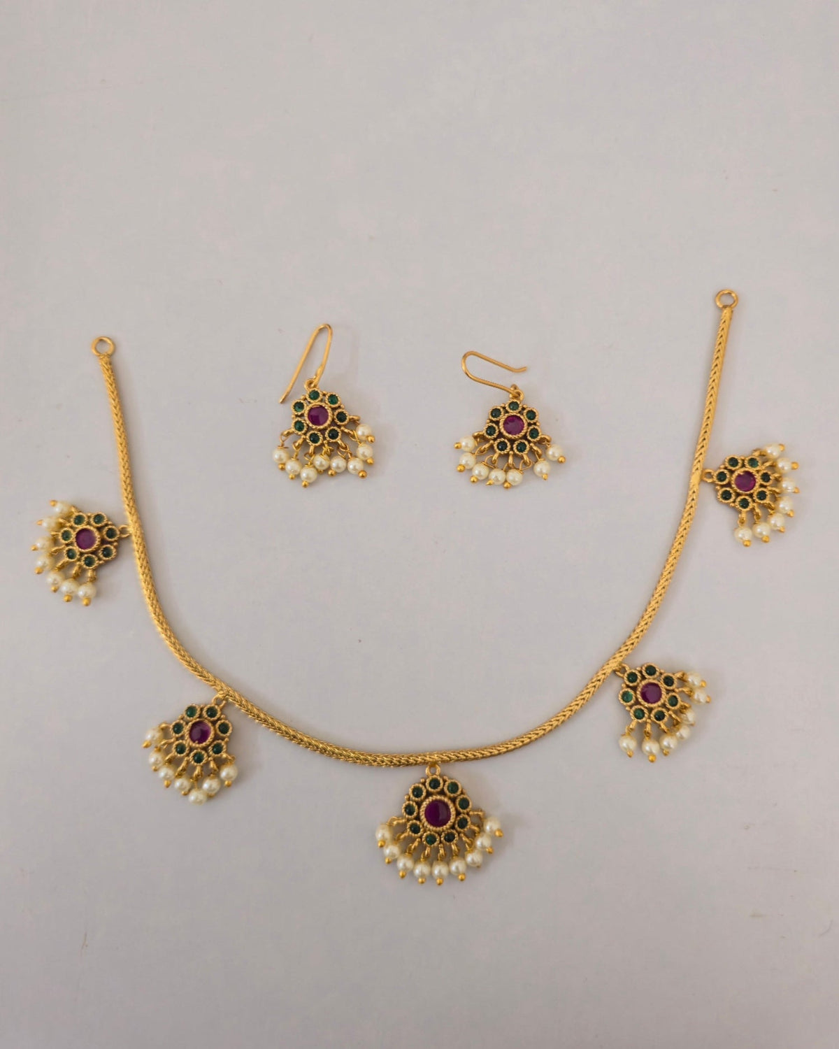 Meera Multi Color Drop Necklace Set