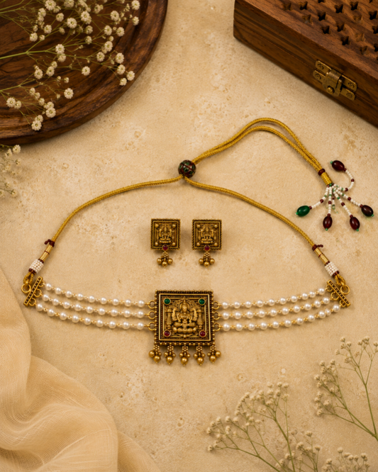 Lakshmi Pearl Temple Choker Set