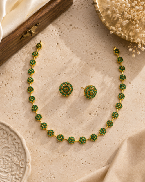 Varnika Green Floral Necklace