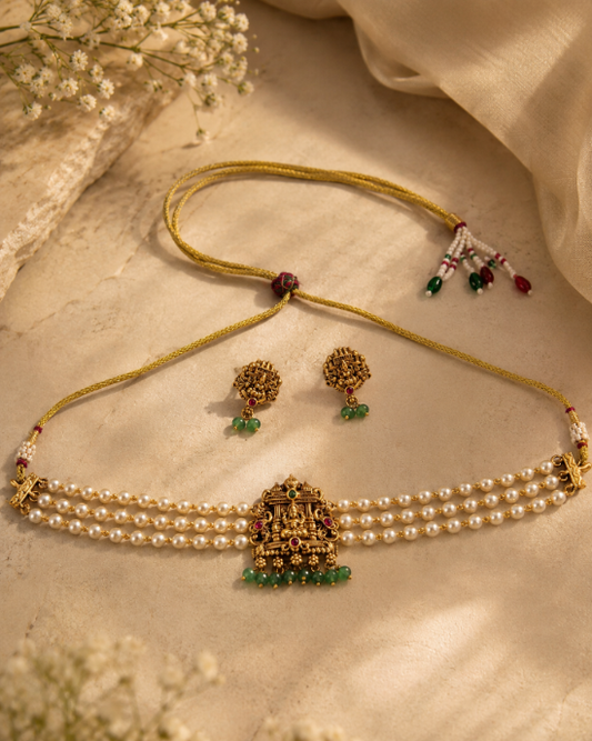 Pearl Lakshmi Temple Choker