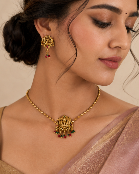 Temple Bead Lakshmi Choker Set