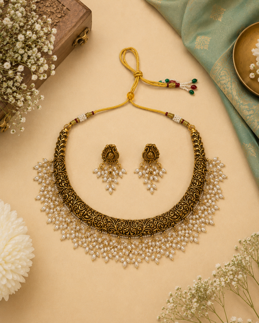 Pearl Fringe Antique Necklace