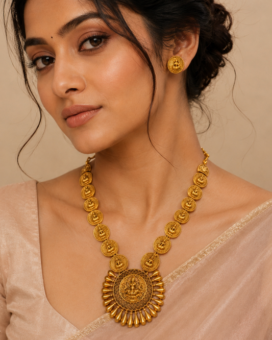 Lakshmi Coin Pendant Necklace Set
