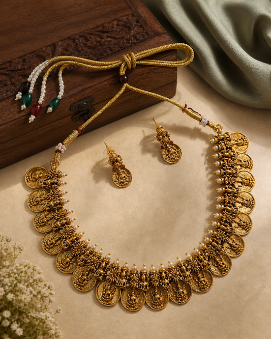 Lakshmi Kasu Mala Necklace Set