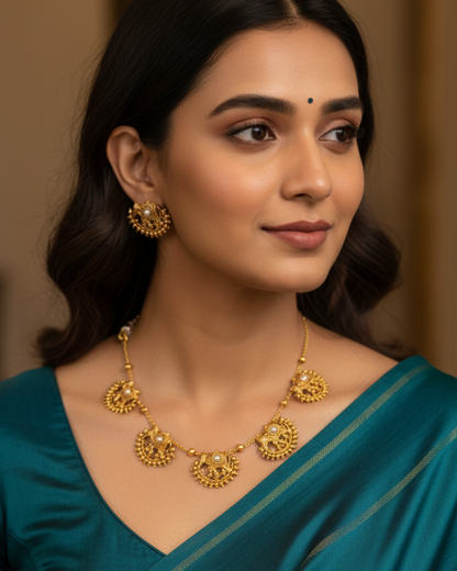 Pearl Motif Necklace Set