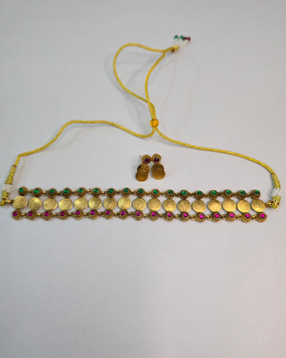 Antique Coin Dual Line Choker Set
