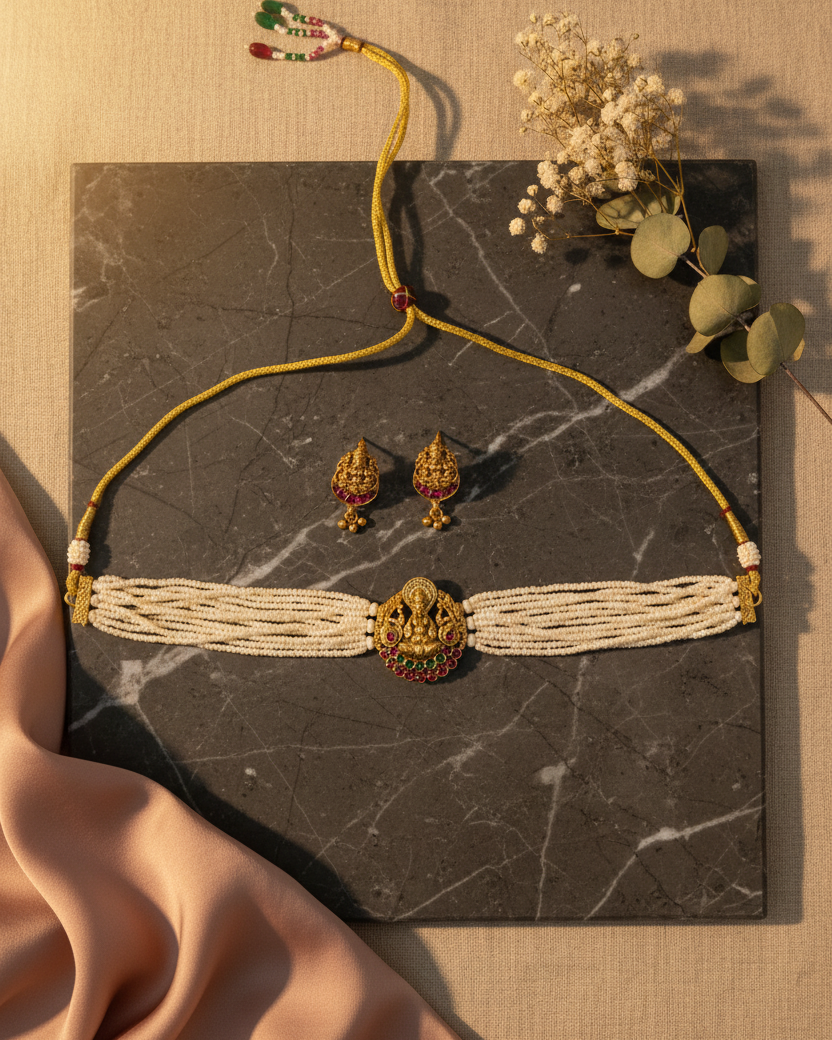 Antique Lakshmi Pearl Choker Set