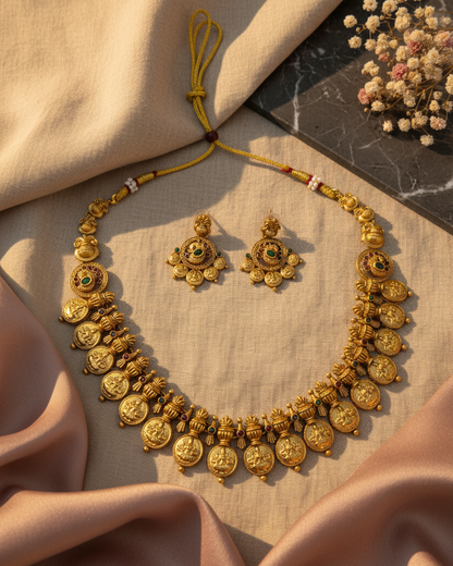 Lakshmi Coin Drop Necklace Set