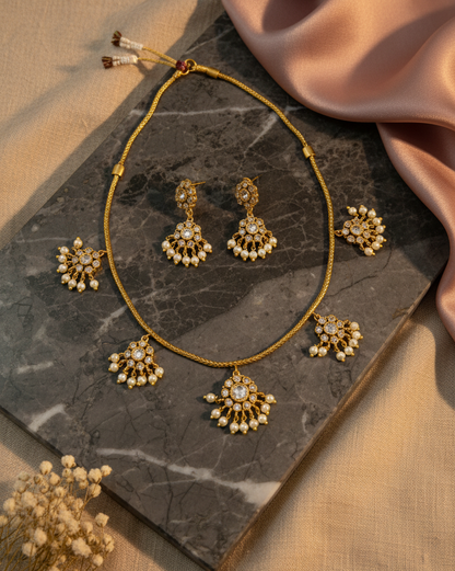 Crystal Drop Pendant Necklace Set