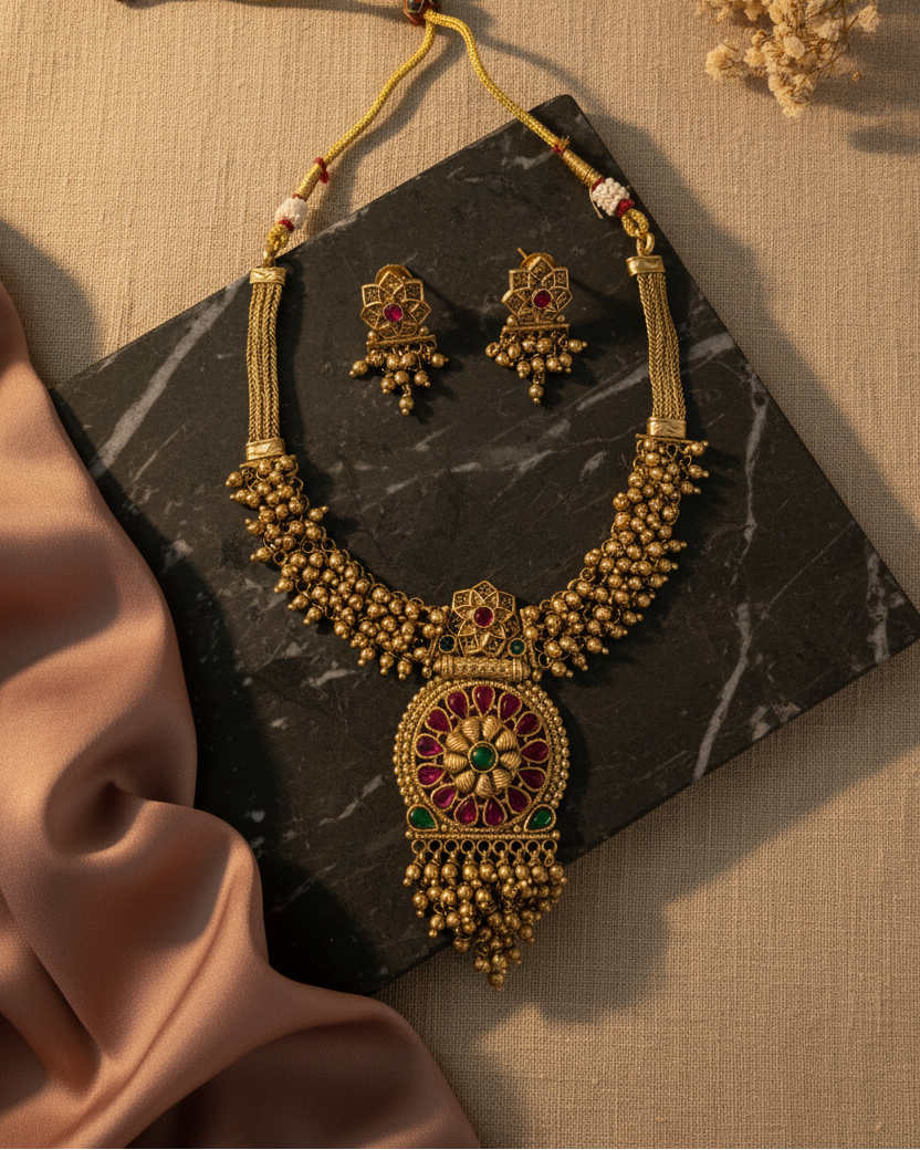 Pushpa Bead Necklace Set