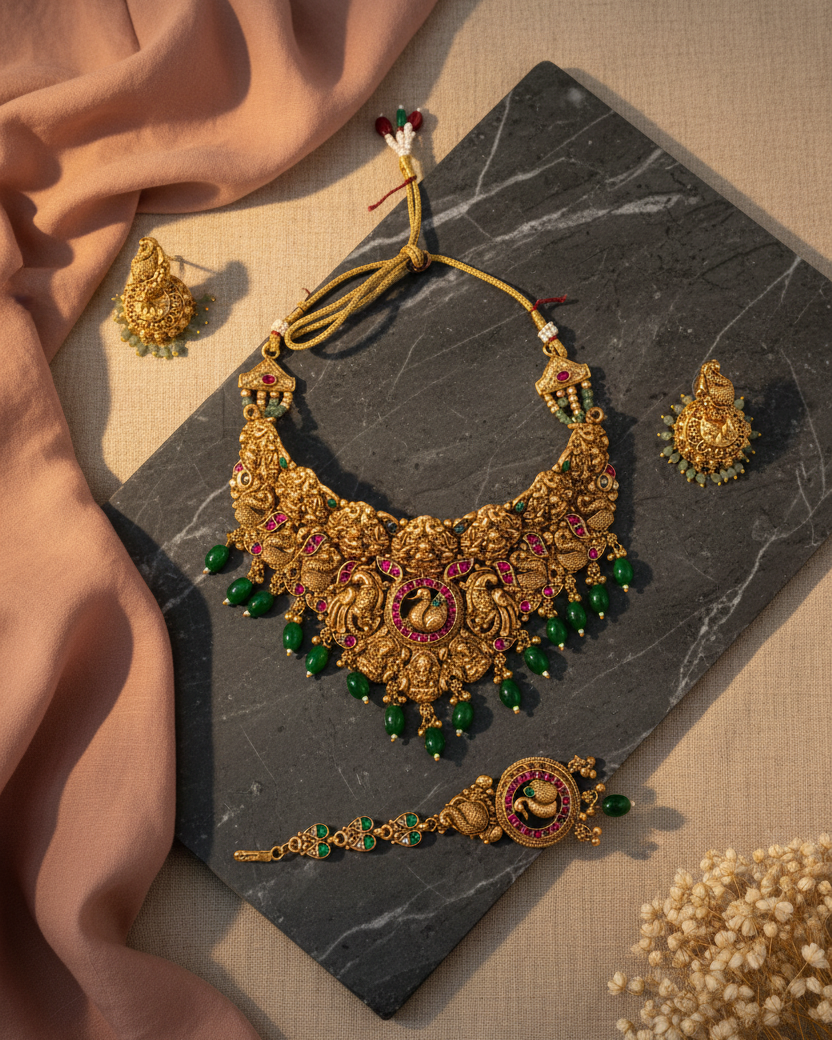 Mayura Lakshmi Temple Necklace Set