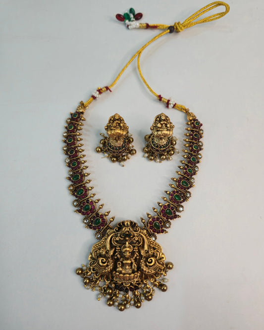 Ruby Emerald Lakshmi Necklace