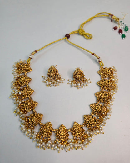 Lakshmi Pearl Fringe Necklace Set