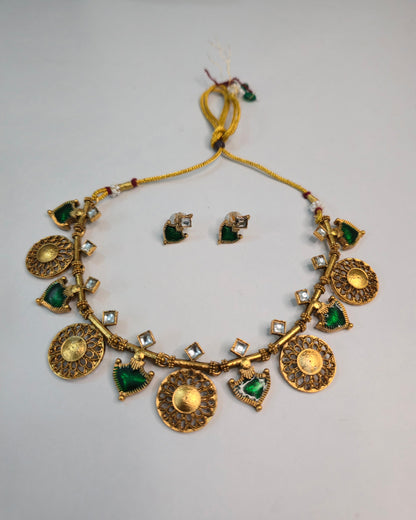 Emerald Coin Necklace Set