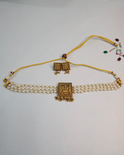 Lakshmi Pearl Temple Choker Set