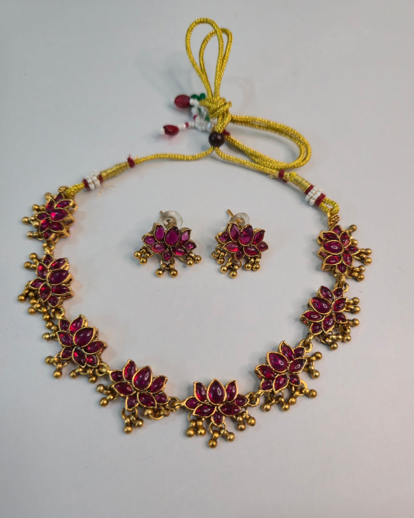 Ruby Lotus Floral Choker Set