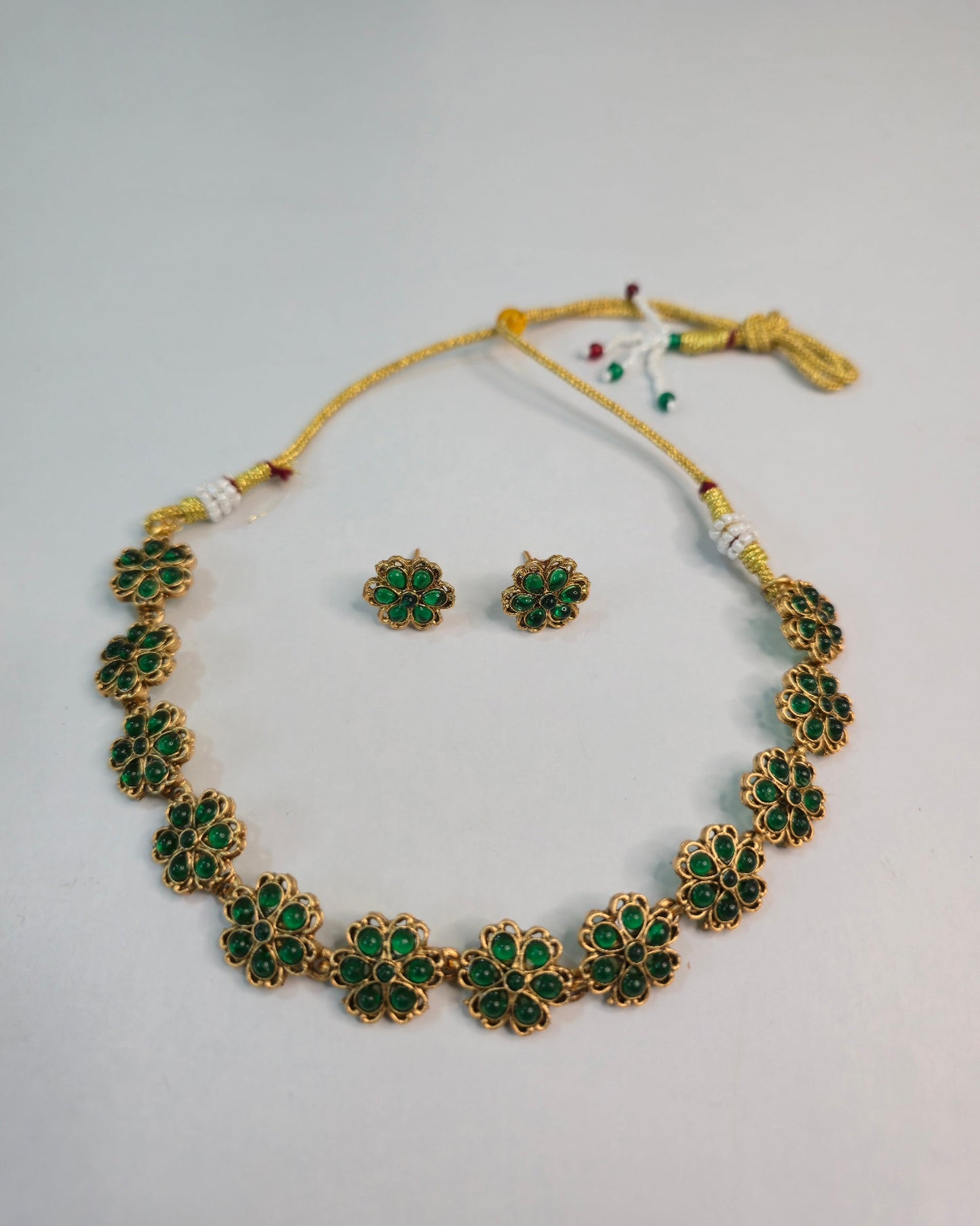 Emerald Floral Necklace Set