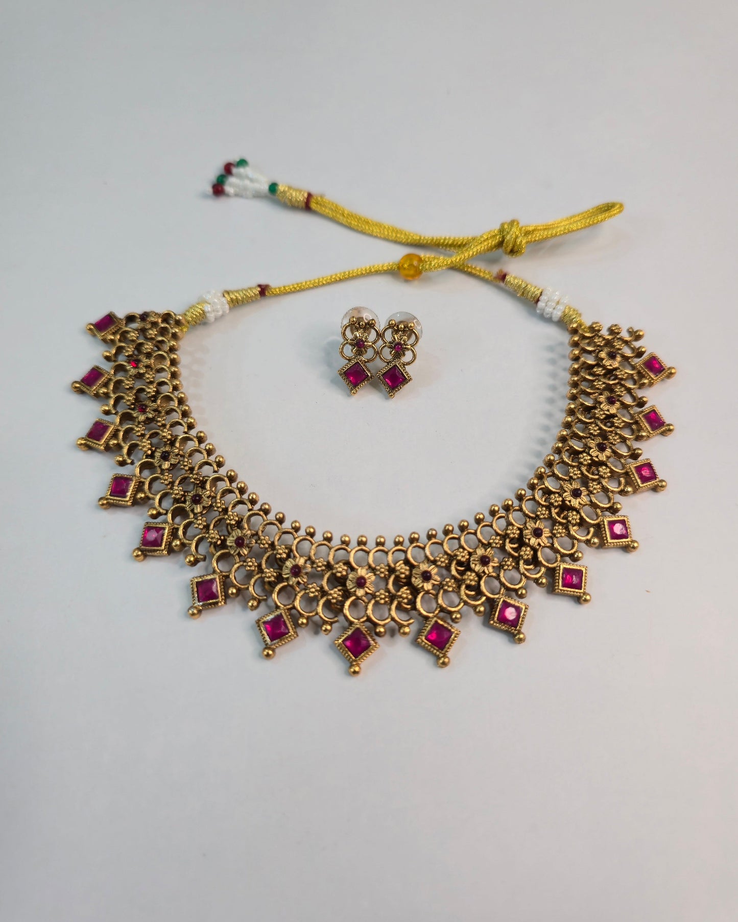 Ruby Lattice Necklace Set