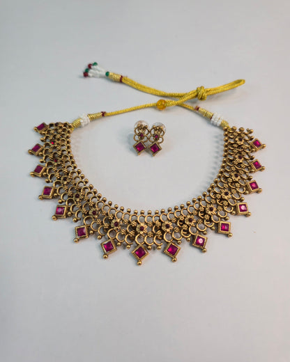 Ruby Lattice Necklace Set