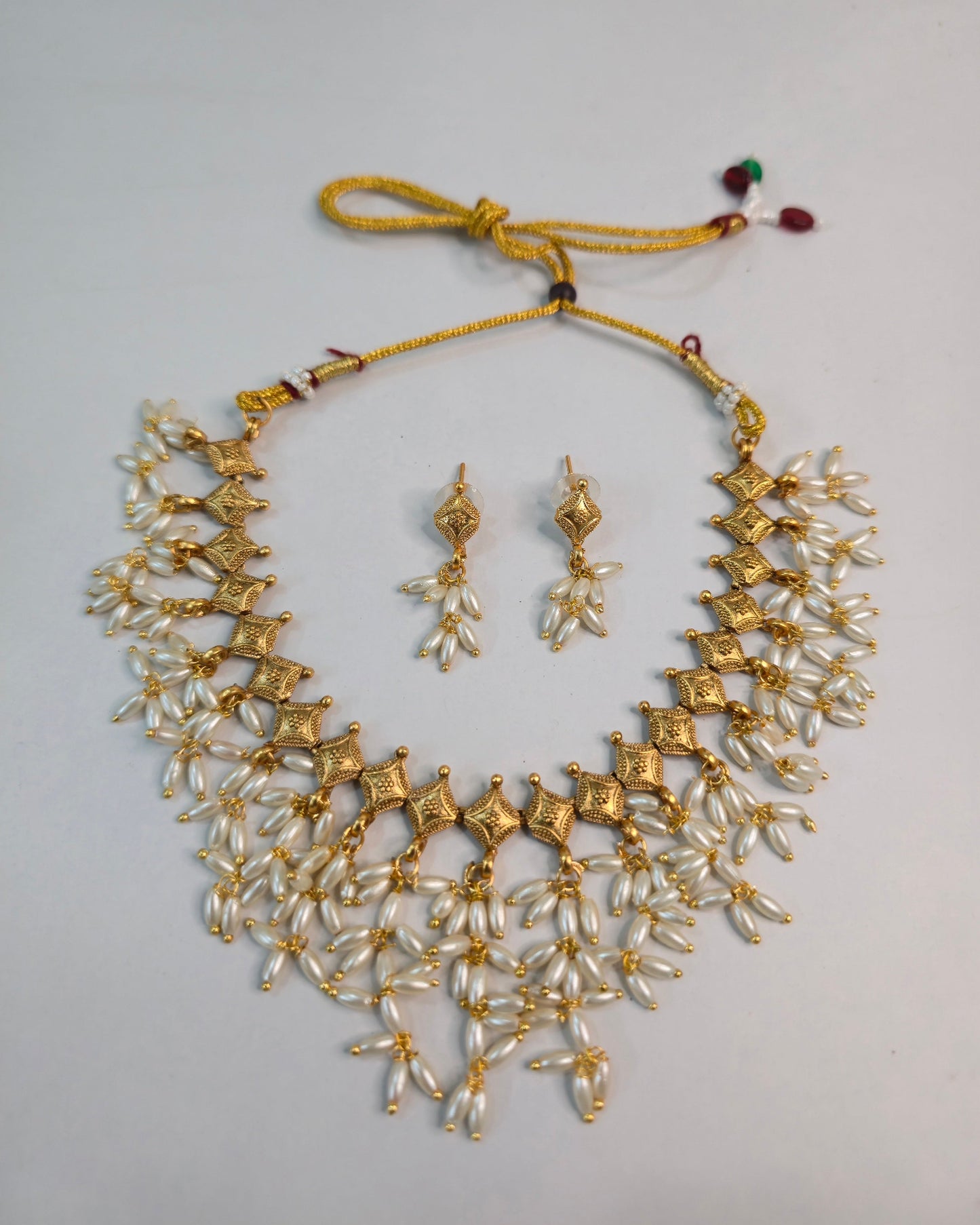 Mallika Pearl Fringe Necklace Set