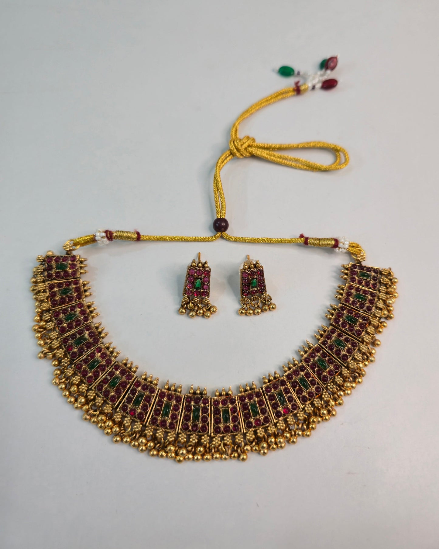 Charvi Ruby Green Necklace Set