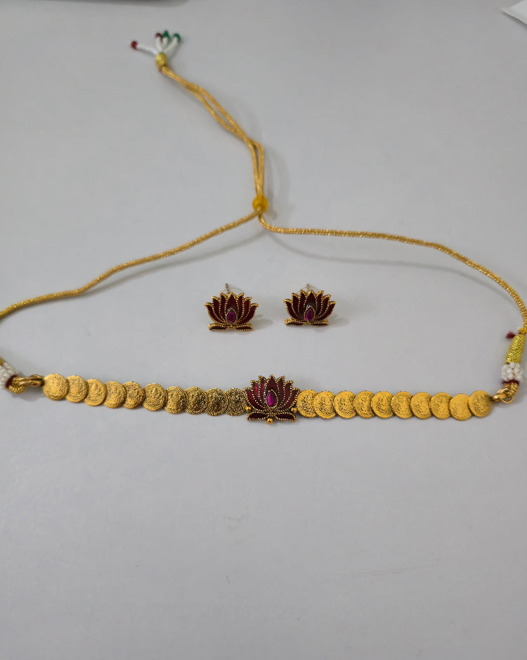 Ruby Padma Coin Choker Set