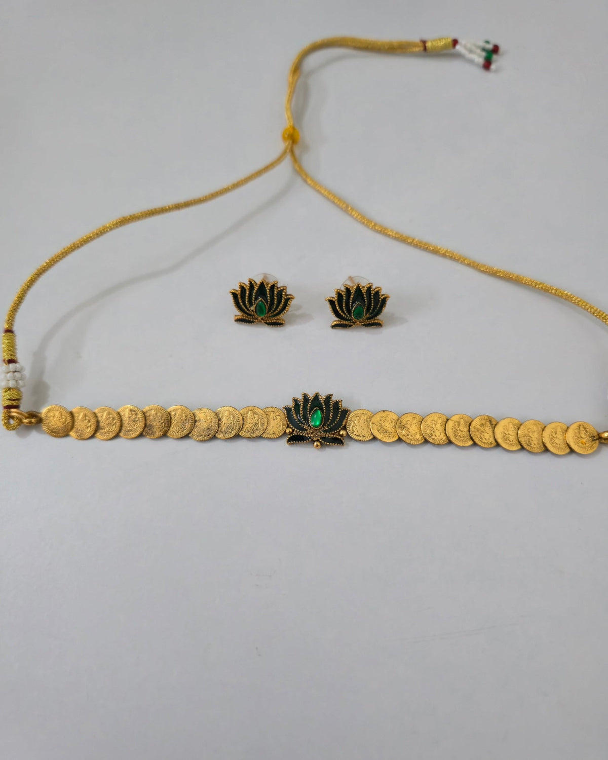 Green Padma Coin Choker Set