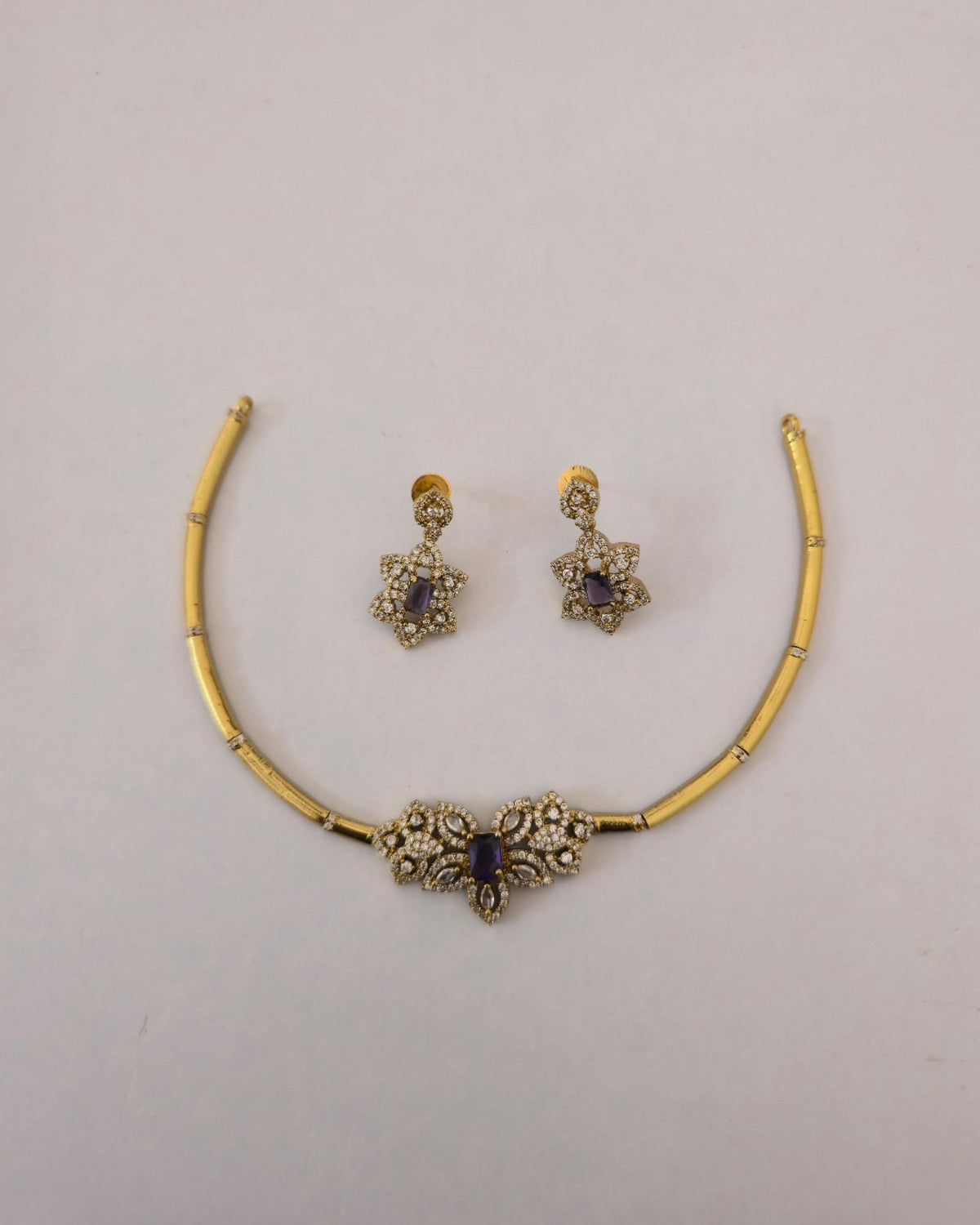 Vanya Violet Floral Necklace Set