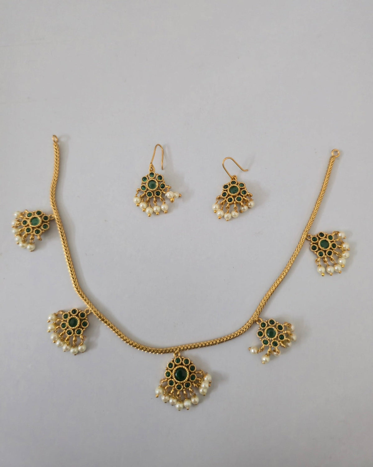 Meera Green Drop Necklace Set