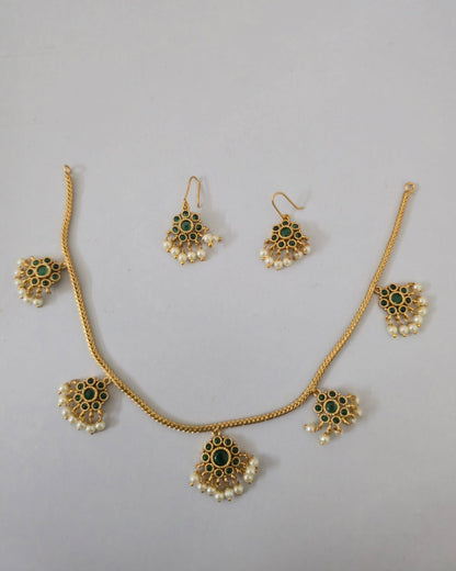 Meera Green Drop Necklace Set