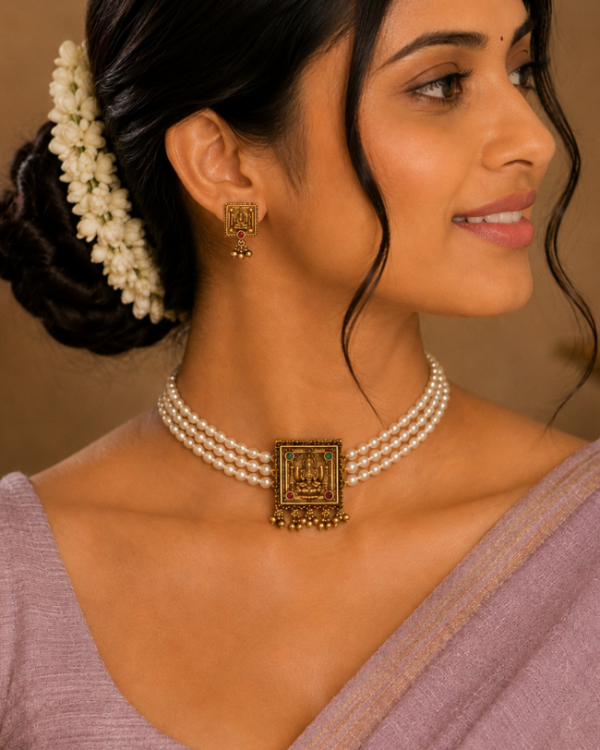 Lakshmi Pearl Temple Choker Set