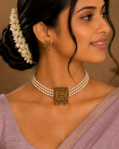 Lakshmi Pearl Temple Choker Set