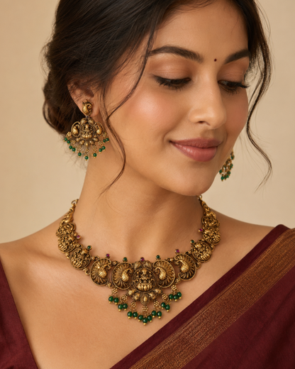 Vasudha Lakshmi Temple Necklace Set