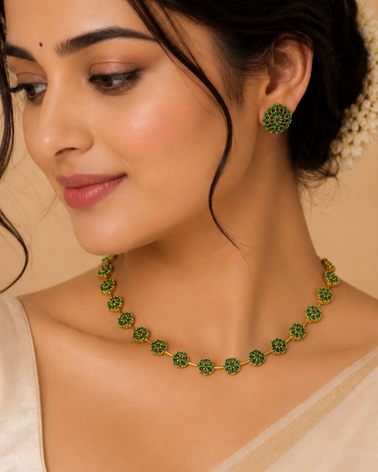 Varnika Green Floral Necklace