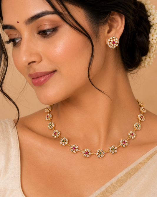 Varnika Multi Color Floral Necklace