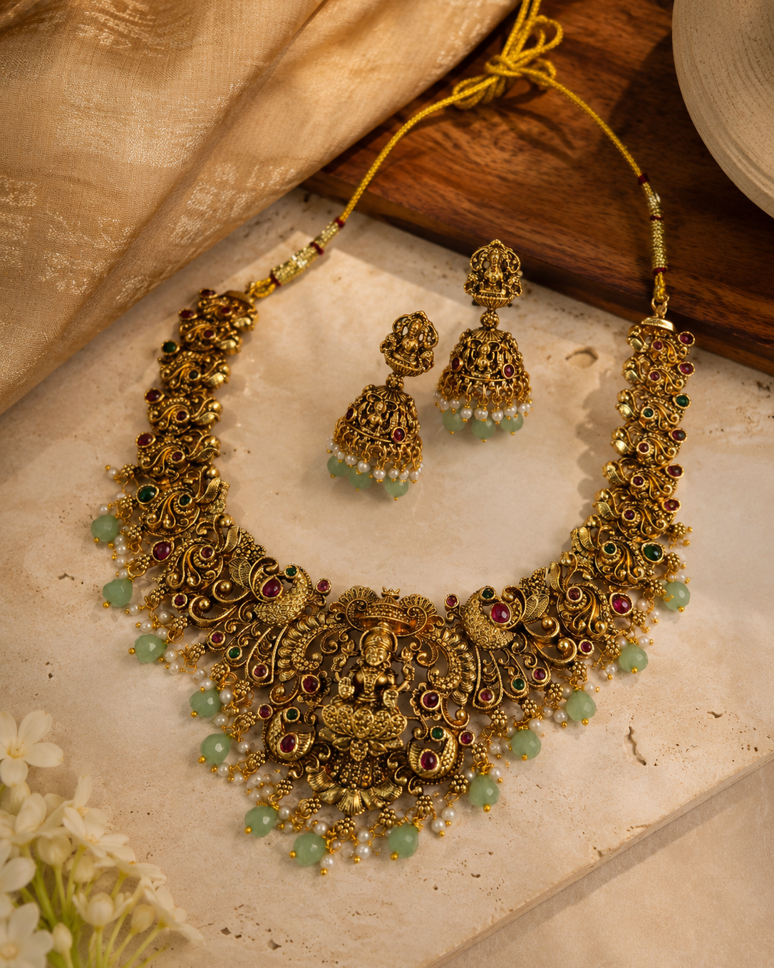 Vaibhavi Lakshmi Temple Necklace Set