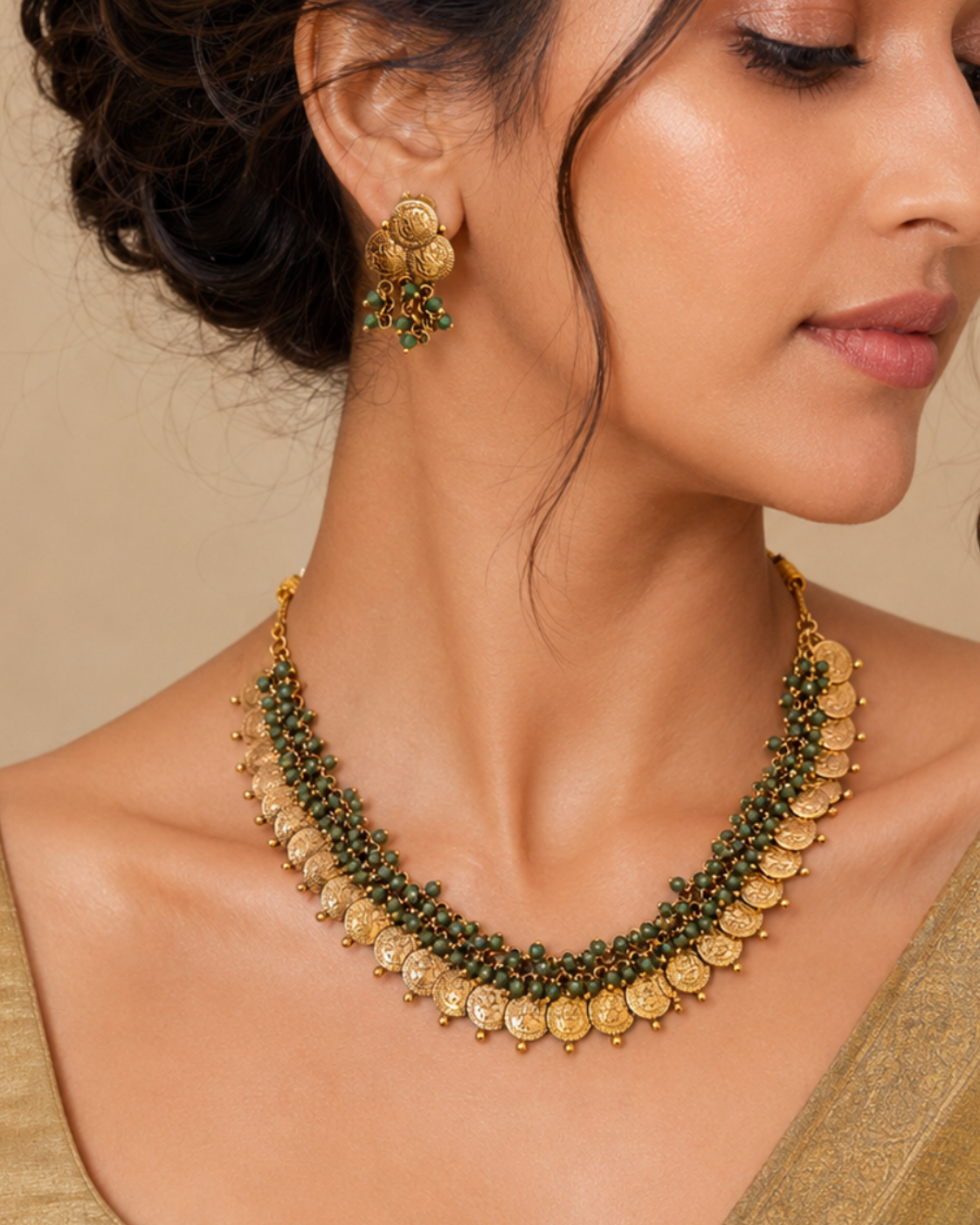 Coin Bead Layer Necklace Set