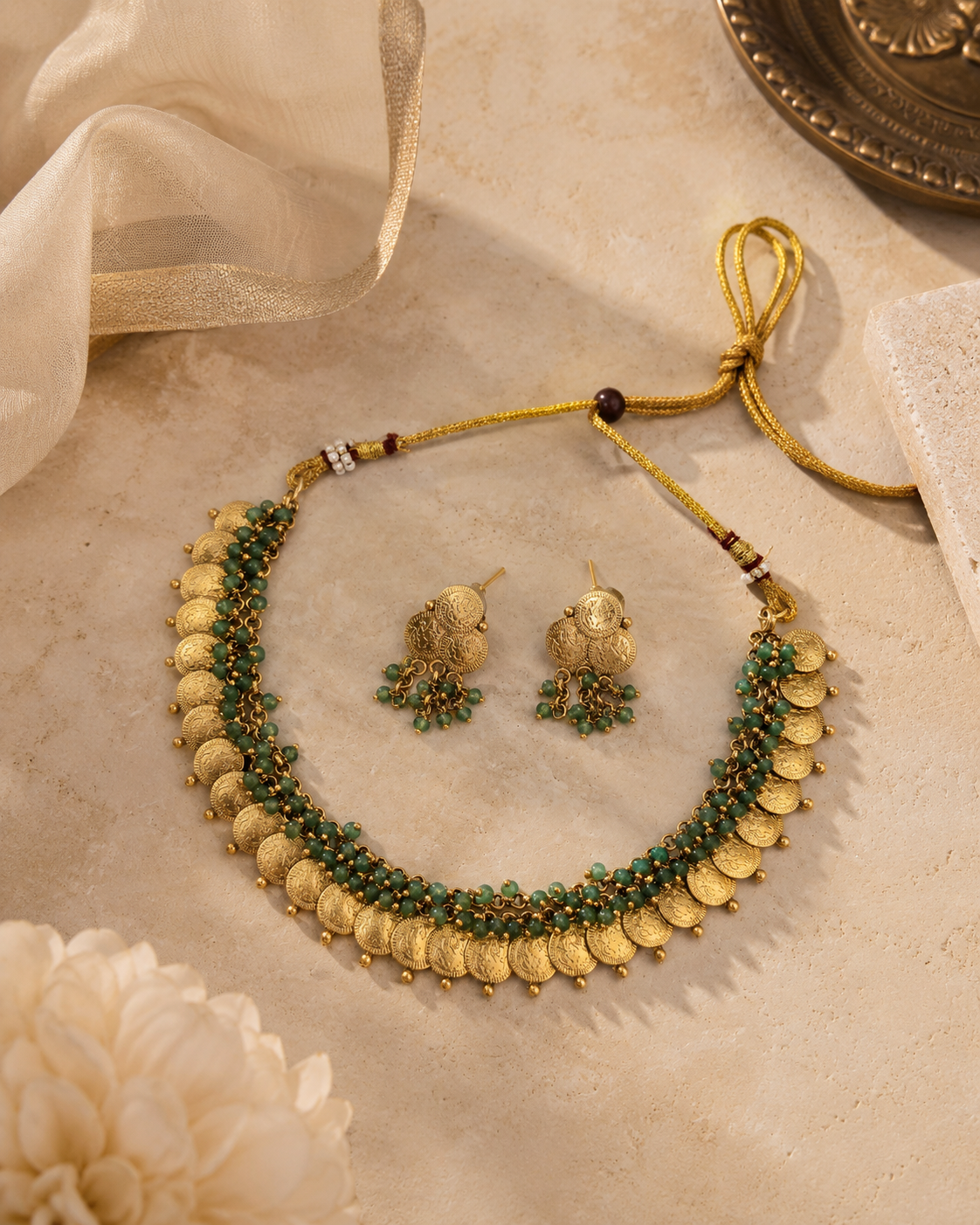 Coin Bead Layer Necklace Set