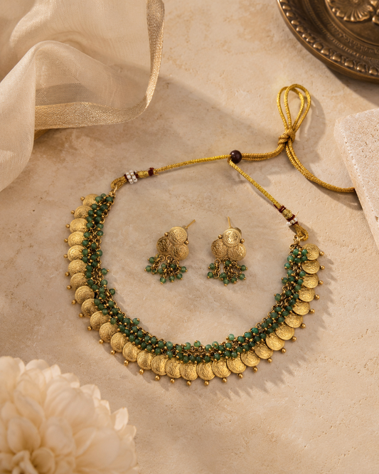 Coin Bead Layer Necklace Set
