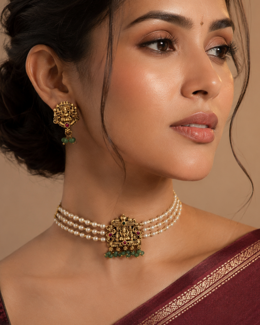 Pearl Lakshmi Temple Choker