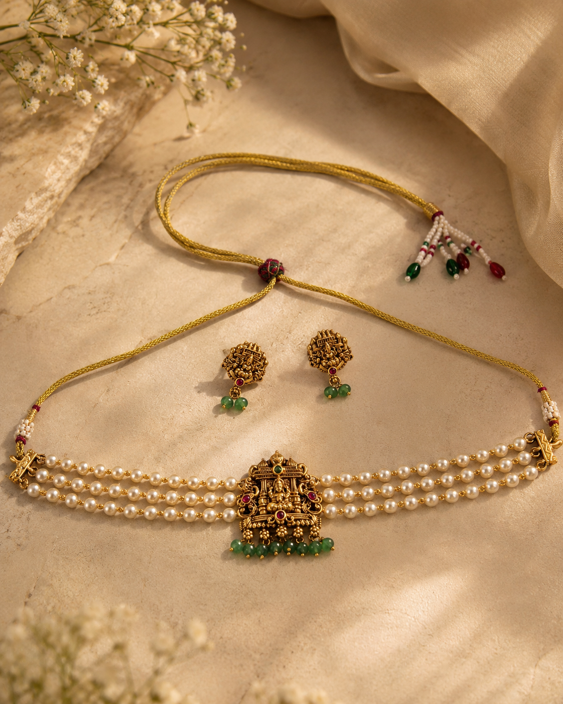 Pearl Lakshmi Temple Choker