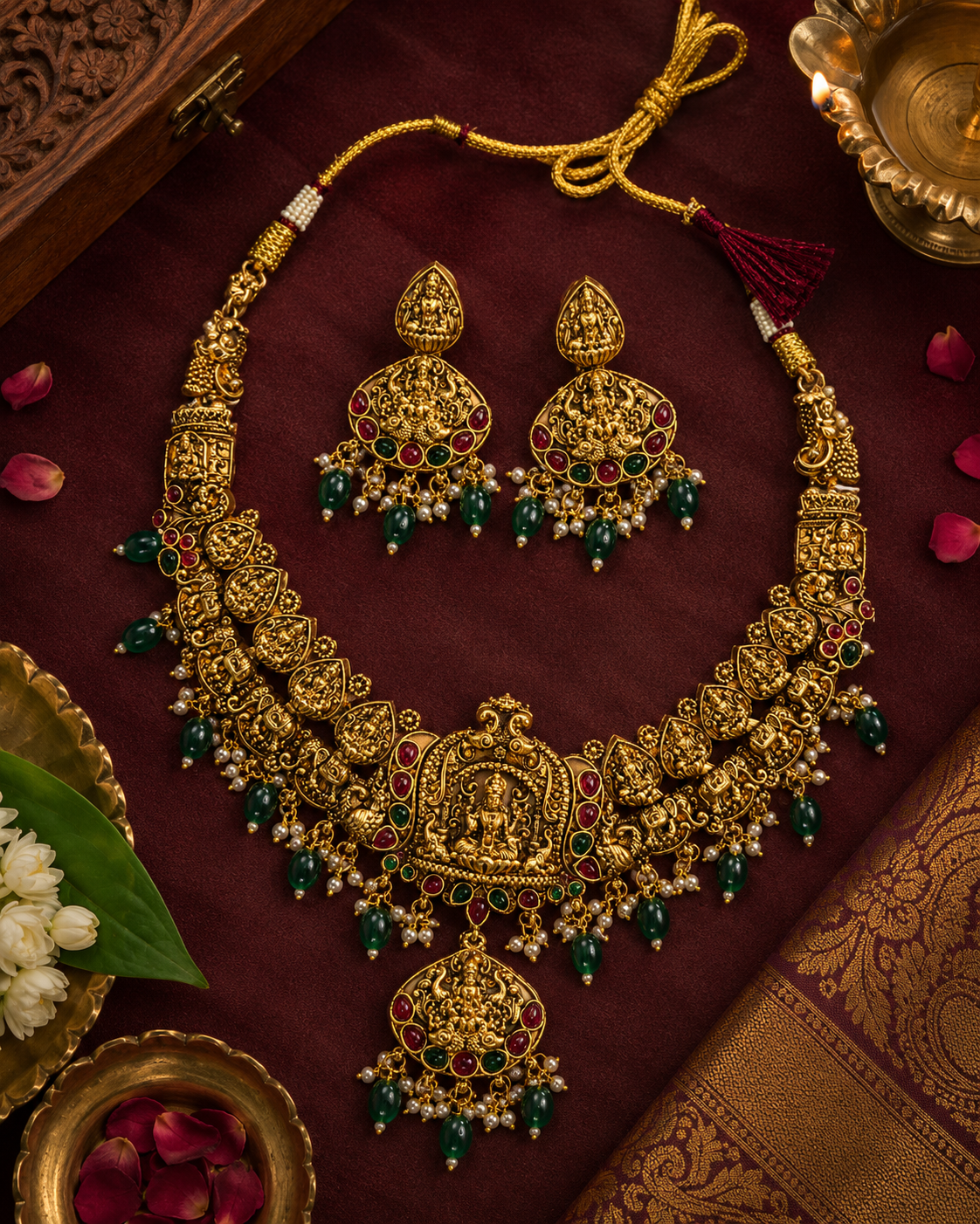 Vaidehi Temple Necklace Set