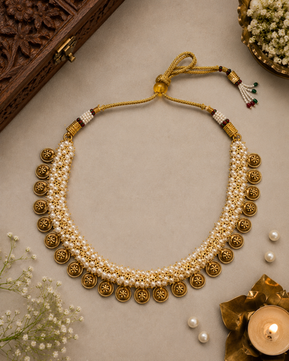 Madhura Pearl Coin Necklace