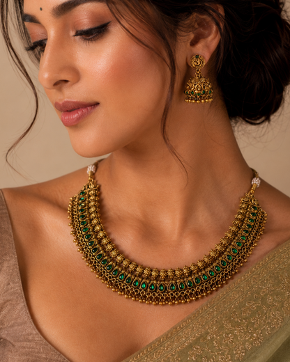 Emerald Drop Temple Necklace