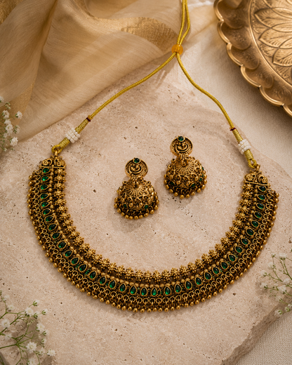 Emerald Drop Temple Necklace